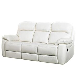 Astona Leather 3 Seater Fixed Sofa In Ivory