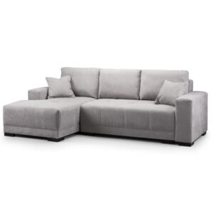 Caplin Fabric Left Hand Corner Sofa Bed In Grey