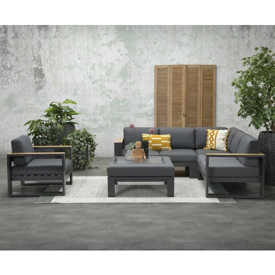 Cobe Corner Sofa Group With Armchair And Ottoman In Charcoal