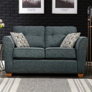 Derbent Fabric 2 Seater Sofa In Ocean With Oak Feets