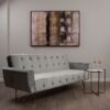 Emiw Upholstered Velvet Sofa Bed With Gold Legs In Grey