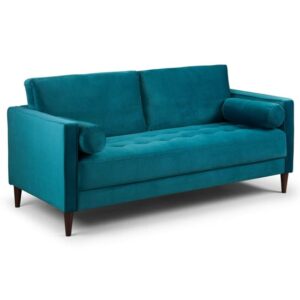 Hiltraud Fabric 3 Seater Sofa In Plush Teal