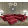 Huron Malta Plush Velour Fabric Corner Sofa In Red