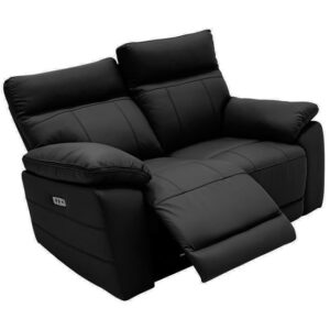 Posit Electric Recliner Leather 2 Seater Sofa In Black