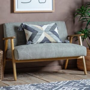 Neelan Fabric 2 Seater Sofa With Wooden Frame In Pebble