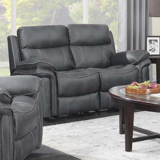 Rasalas Fabric 2 Seater Sofa In Charcoal Grey