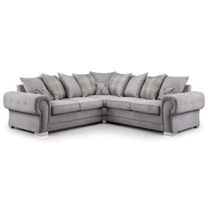 Virto Scatterback Fabric Large Corner Sofa In Silver And Grey