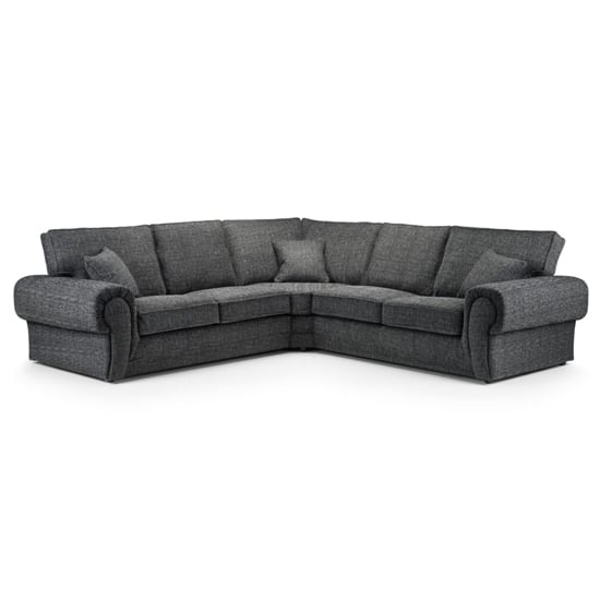 Wishaw Fabric Large Corner Sofa In Grey