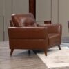 Celina Leather 1 Seater Sofa In Saddle With Tapered Legs