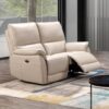Essex Leather Electric Recliner 2 Seater Sofa In Chalk