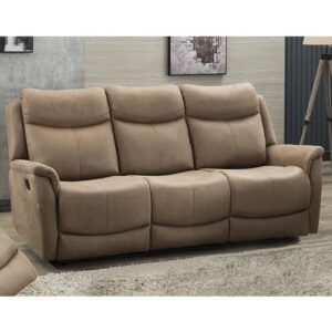 Arizones Fabric 3 Seater Fixed Sofa In Caramel