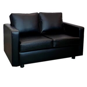 Groton Plain Back Faux Leather 2 Seater Sofa In Black