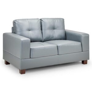 Jared Faux Leather 2 Seater Sofa In Grey
