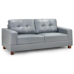 Jared Faux Leather 3 Seater Sofa In Grey